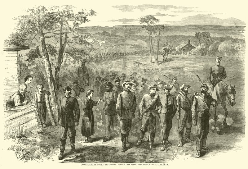 A konföderációs foglyokat Jonesborough-ból Atlantába hurcolják, 1864. szeptember alkotó: American School