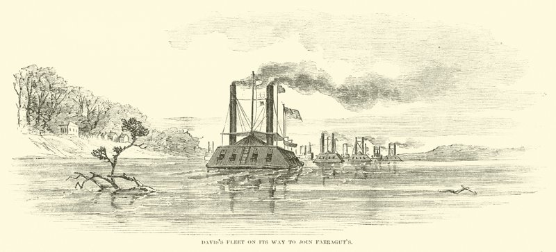 A Daviss flotta úton van Farragutshoz, 1862 júliusában alkotó: American School
