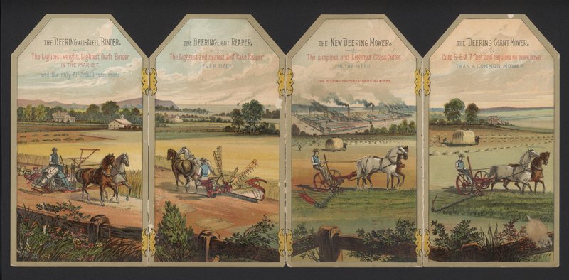 Szarvas mezőgazdasági gépek (színes litho) alkotó: American School