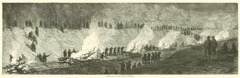 A Weldon-vasút megsemmisítése, 1864. szeptember alkotó: American School