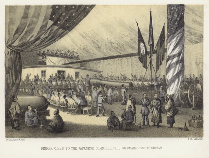 Vacsora a japán biztosoknak a USS Powhatan fedélzetén alkotó: American School
