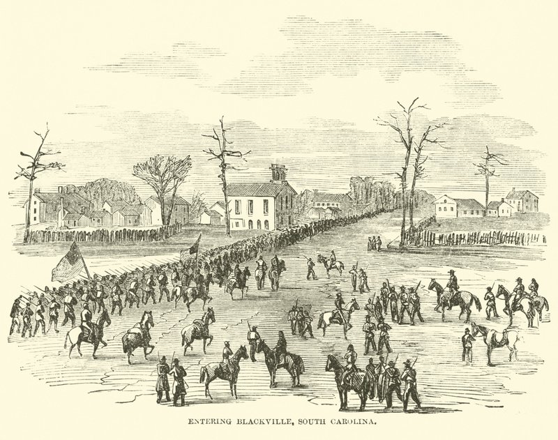 Belépés a dél-karolinai Blackville-be, 1865. január alkotó: American School