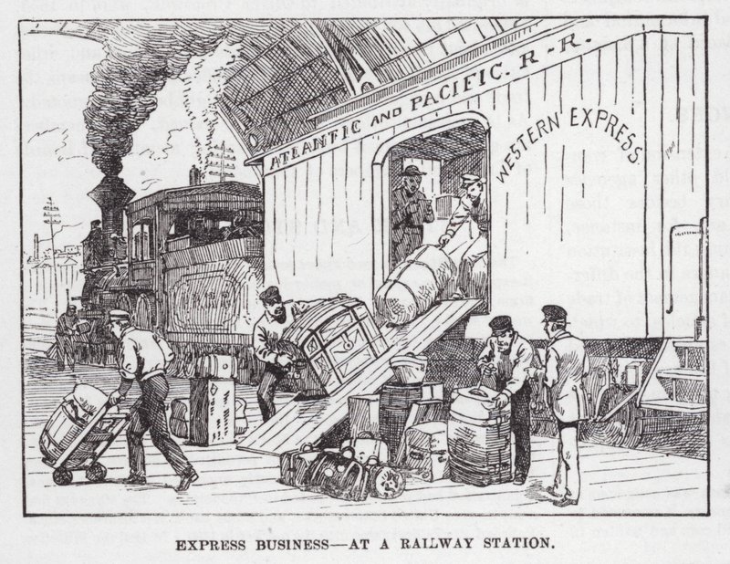 Expressz üzlet egy pályaudvaron (metszet) alkotó: American School
