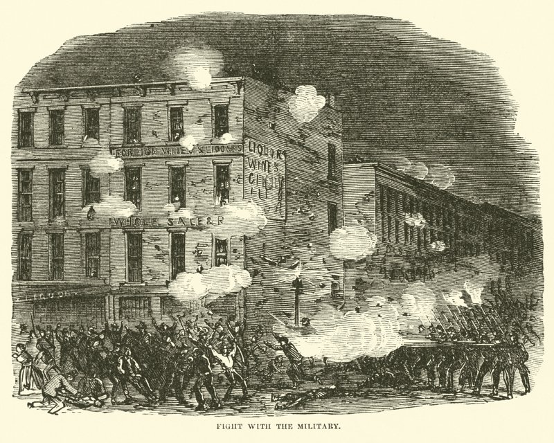 Harc a katonasággal, 1863. július alkotó: American School