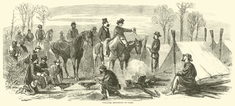 Takarmánygyűjtők visszatérve a táborba, 1865. március alkotó: American School