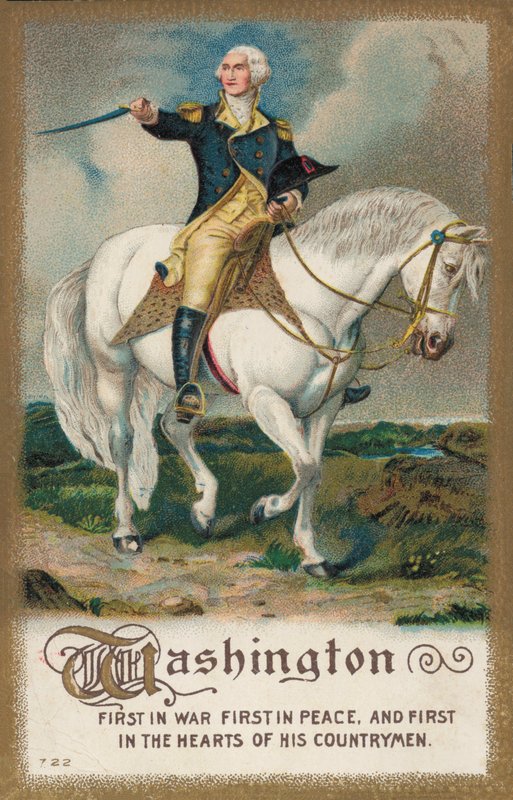 George Washington, fehér lovon (színes litó) alkotó: American School