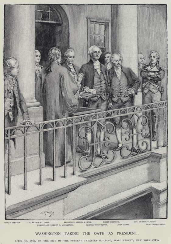 George Washington elnöki eskütétel, 1789. április 30. (litho) alkotó: American School