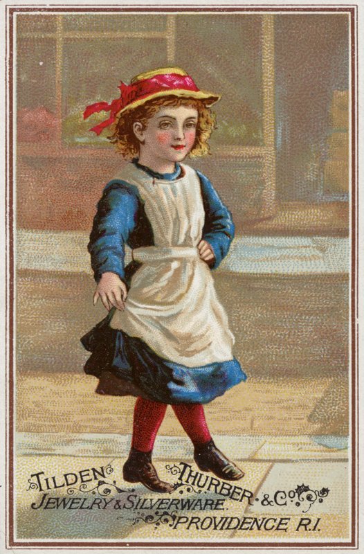 Játékosan ugráló lány (chromolitho) alkotó: American School