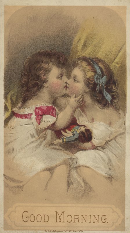 Jó reggelt, csókolózó gyerekek (chromolitho) alkotó: American School