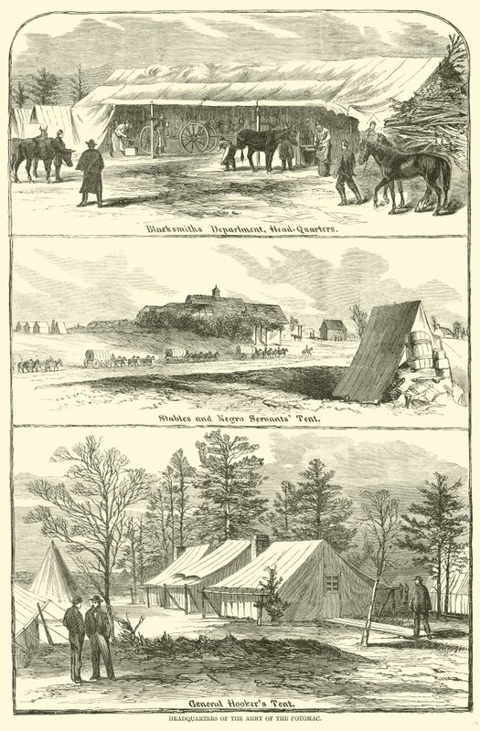 A Potomac hadsereg főhadiszállása, 1863. január-április alkotó: American School