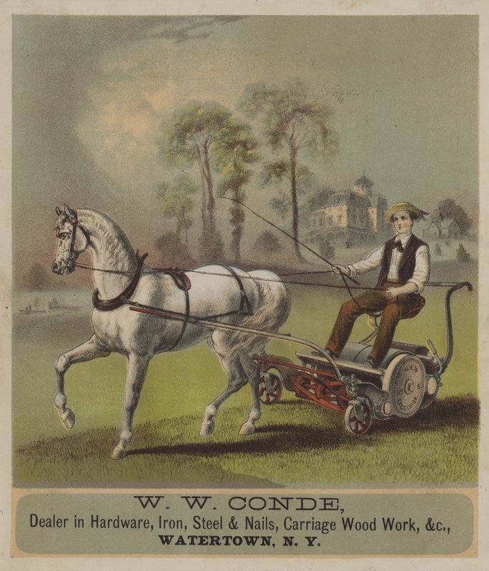 Horse pulling lawn mower (chromolitho) alkotó: American School