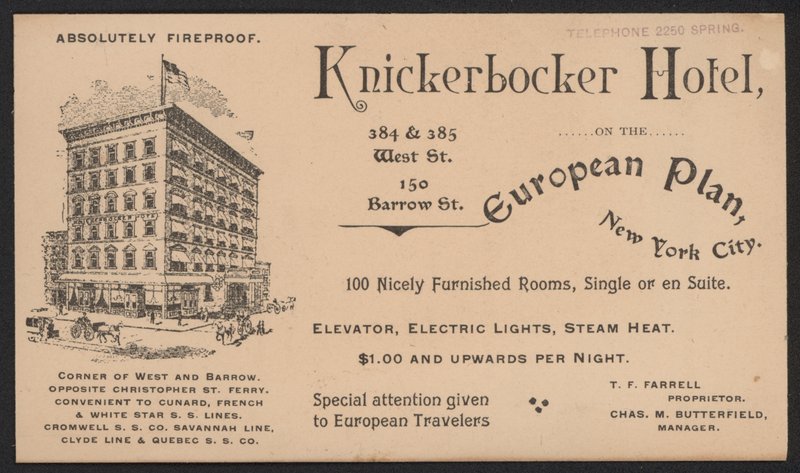 Hotel Trade Card alkotó: American School