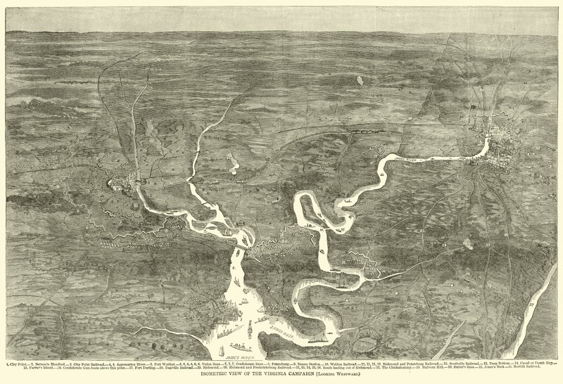 A virginiai hadjárat izometrikus képe, nyugat felé nézve, 1864. június alkotó: American School
