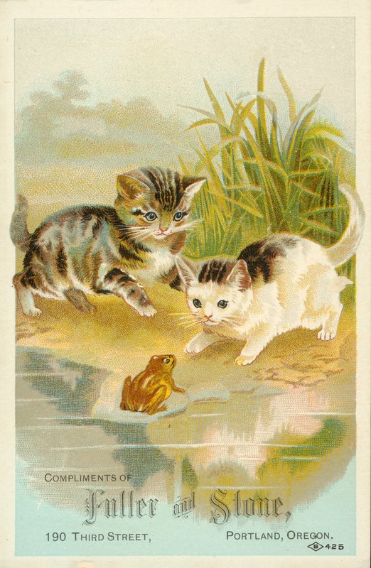 Cicák találkozása egy békával (chromolitho) alkotó: American School