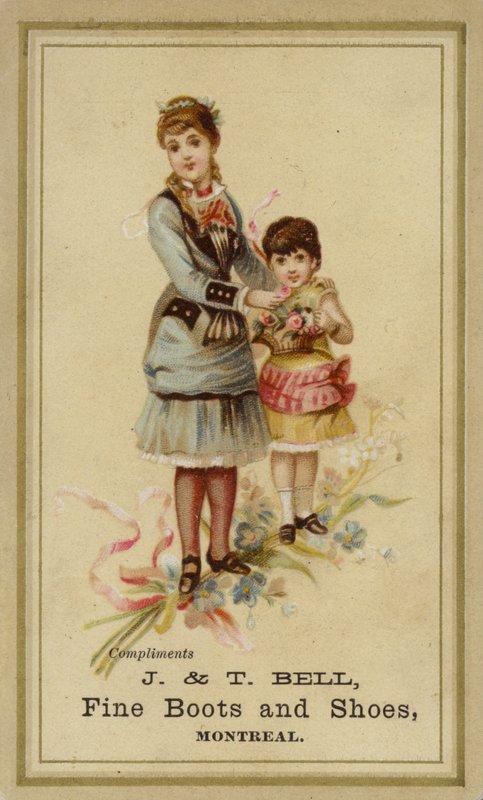 Hölgy és lány virágkosárral alkotó: American School