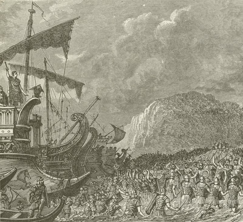 A rómaiak partraszállása Caesar alatt, Nagy-Britanniában, B C 55 alkotó: American School