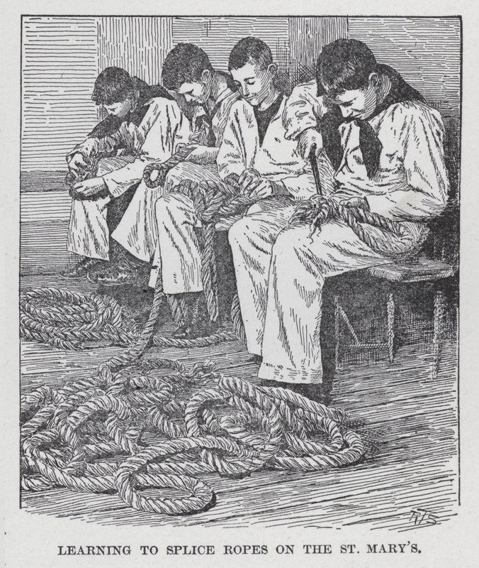 Kötelek összeillesztésének megtanulása a Szent Márián (litho) alkotó: American School