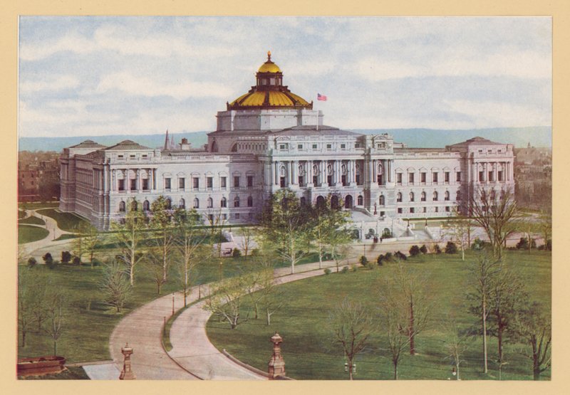 Kongresszusi Könyvtár, Washington DC (színes litográfia) alkotó: American School