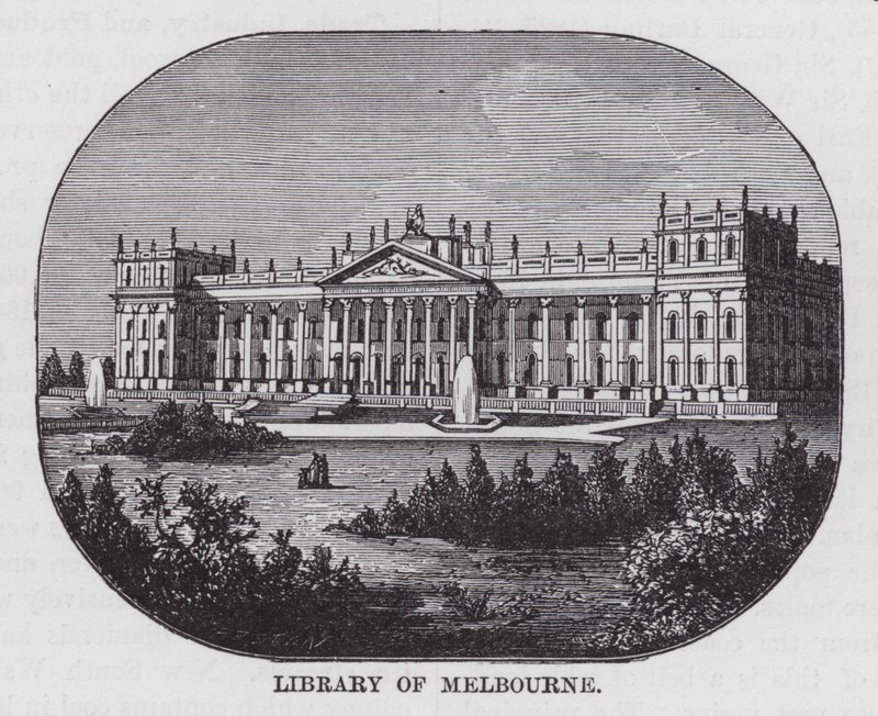 Melbourne-i Könyvtár (metszet) alkotó: American School