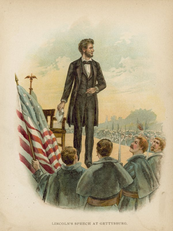 Lincoln beszéde Gettysburgban alkotó: American School