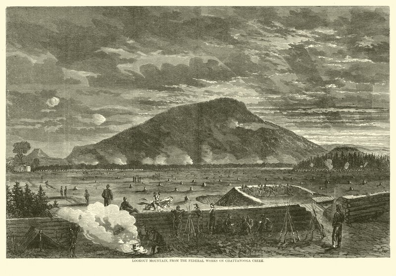Lookout Mountain, a Chattanooga Creek szövetségi munkáiból, 1863. november alkotó: American School