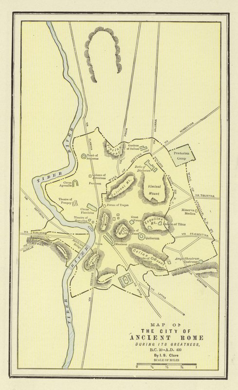 Az ókori Róma városának térképe nagyságának idején, Kr.e. 30-400 alkotó: American School