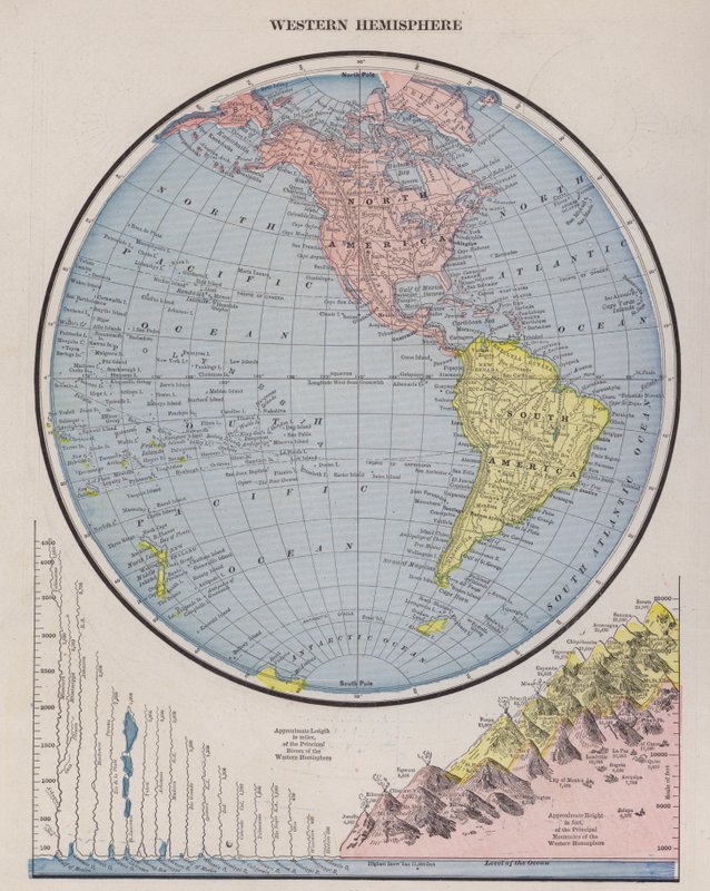 A nyugati félteke térképe (színes metszet) alkotó: American School