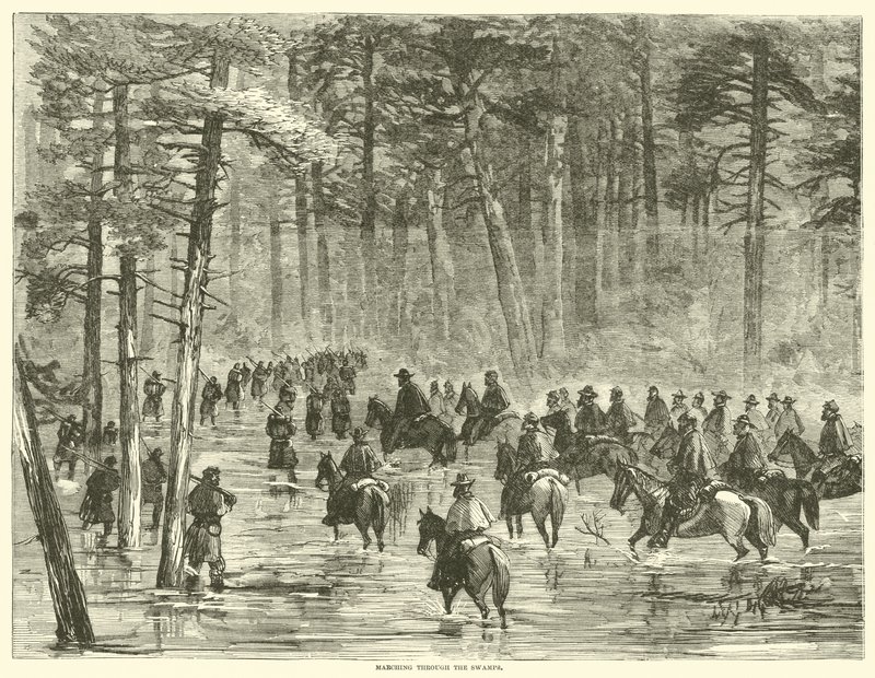 Menetelés a mocsarak között, 1865. január alkotó: American School