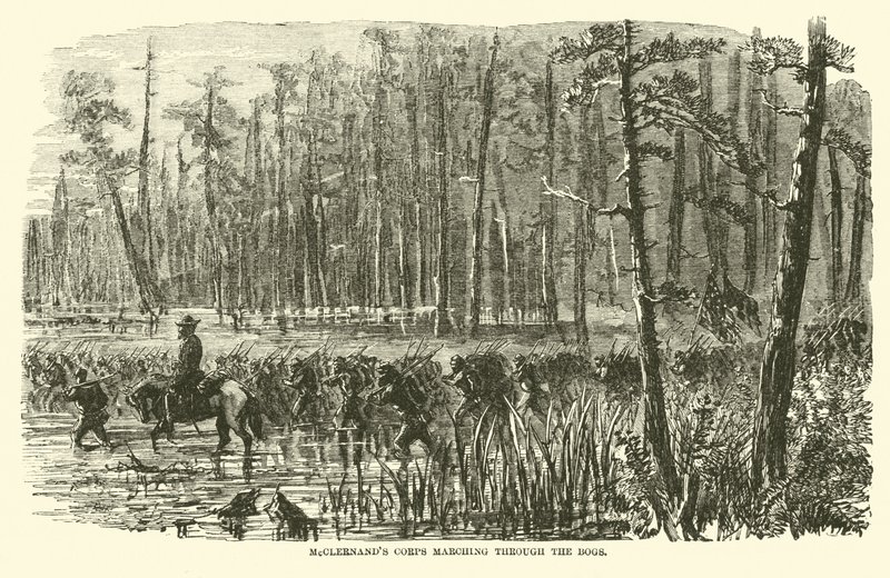 McClernands hadtest átvonul a lápokon, 1863. március alkotó: American School