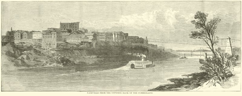 Nashville a Cumberland túlsó partjáról, 1864 decemberében alkotó: American School