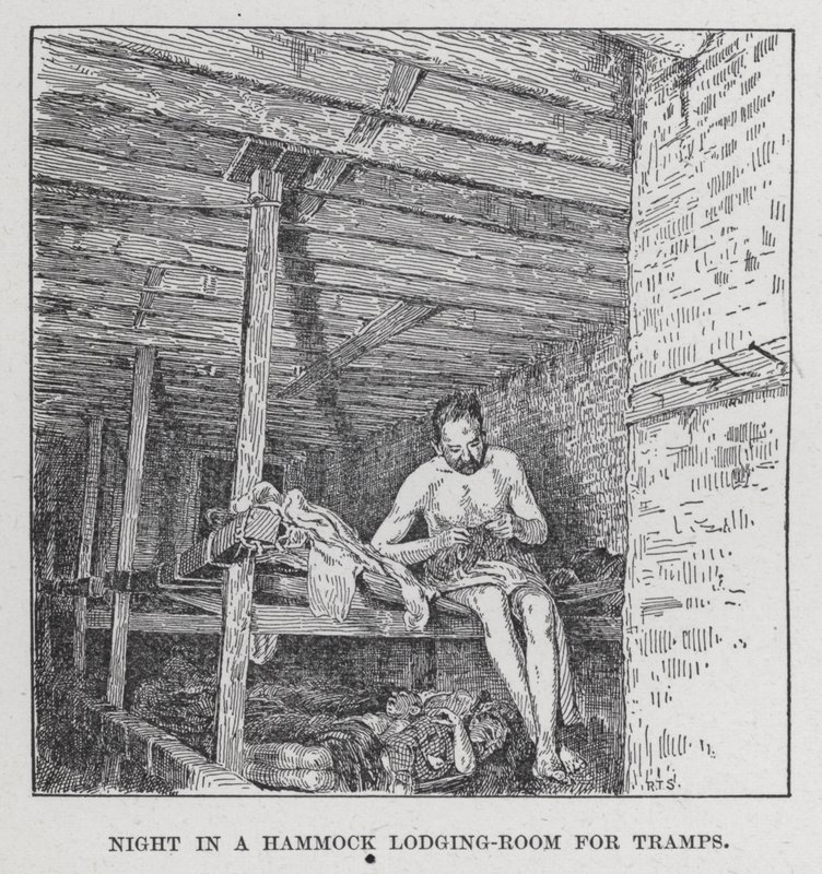 Éjszaka egy Hammock szálláson csavargóknak (litho) alkotó: American School