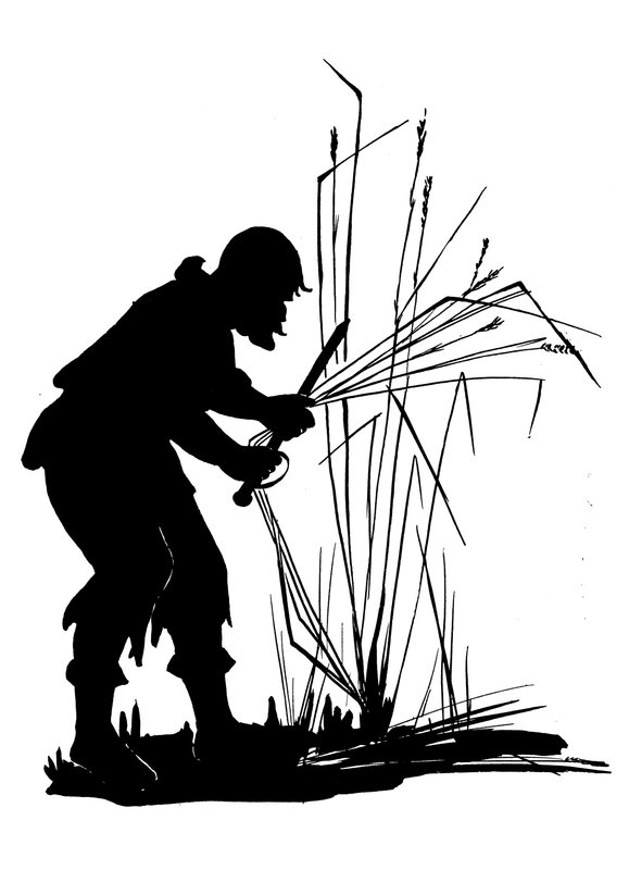 Robinson Crusoe sziluettek egyik darabja (litográfia) alkotó: American School