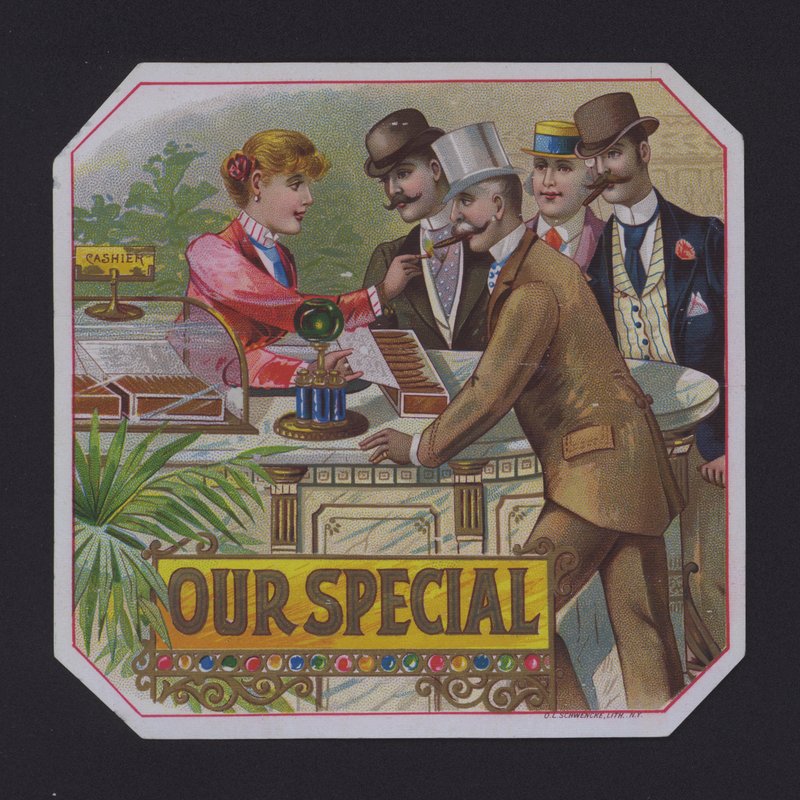 Különleges szivarcímkénk (chromolitho) alkotó: American School