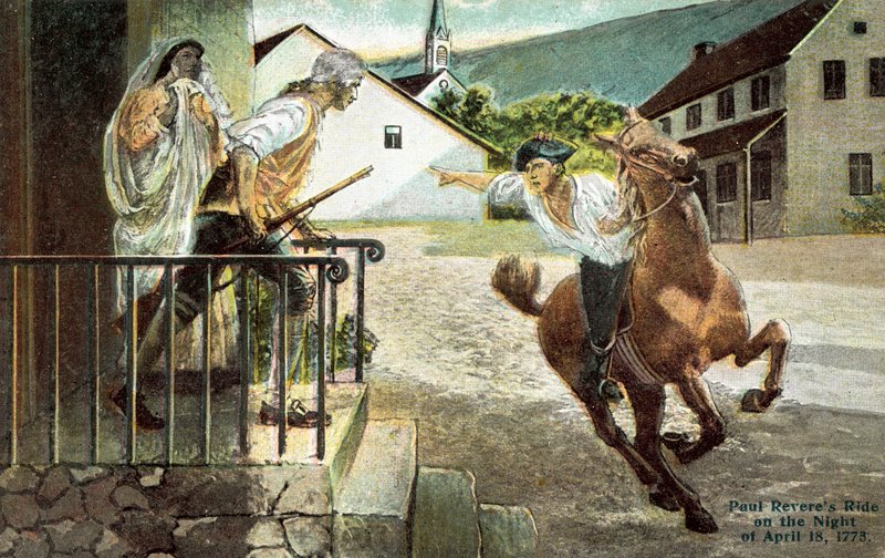 Paul Reveres lovagol 1773. április 18-án éjjel alkotó: American School