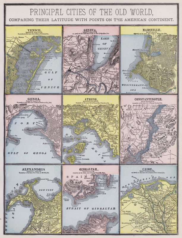 A régi világ fontosabb városai (színes metszet) alkotó: American School