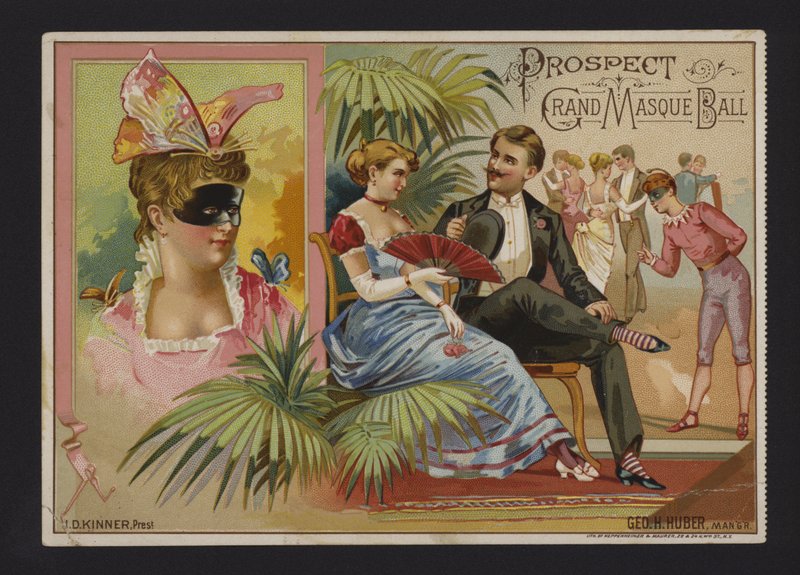 Prospect Association grand masked ball at the Academy of Music, Tammany Hall and Nilsson Hall, New York (chromolitho) alkotó: American School
