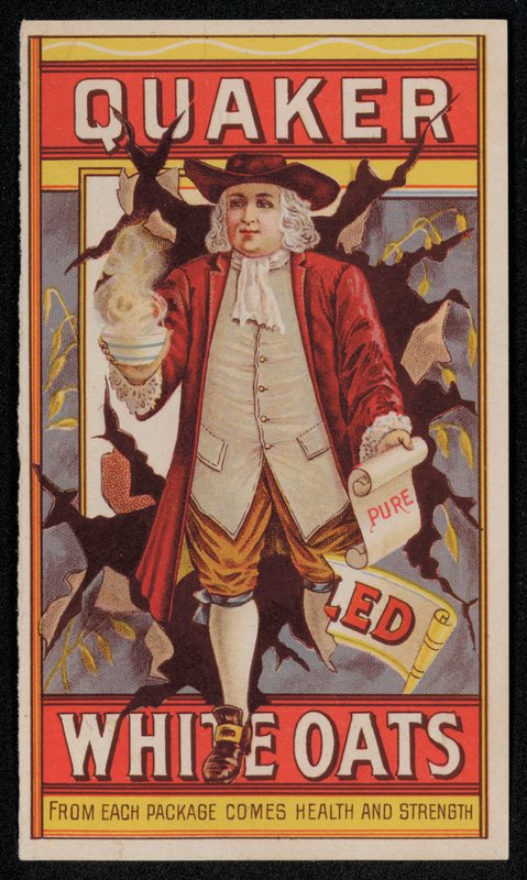 Quaker Oats, reklám a 19. század végén vagy a 20. század elején (chromolitho) alkotó: American School