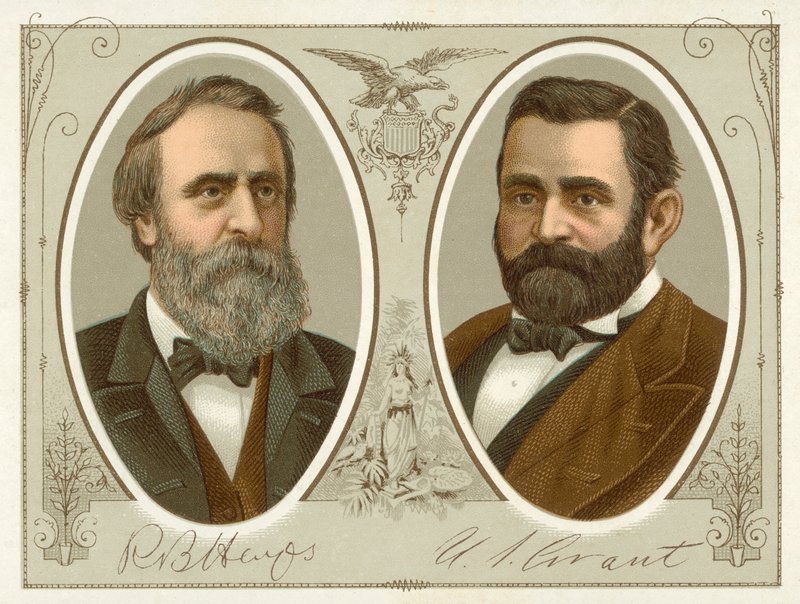 Rutherford B Hayes, Ulysses S Grant (chromolitho) alkotó: American School