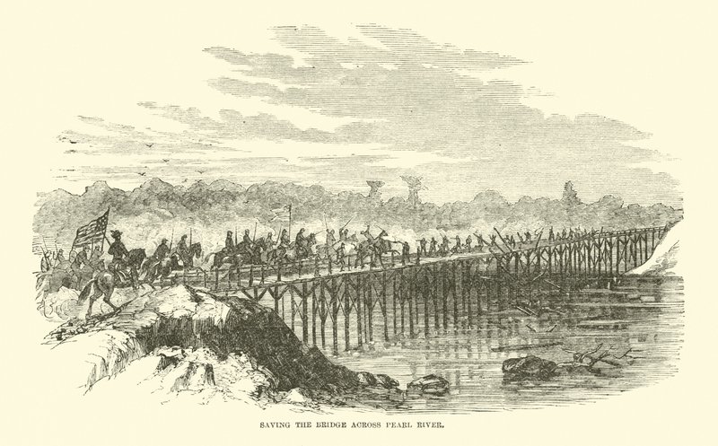 A Pearl Riveren átívelő híd megmentése, 1863. április alkotó: American School
