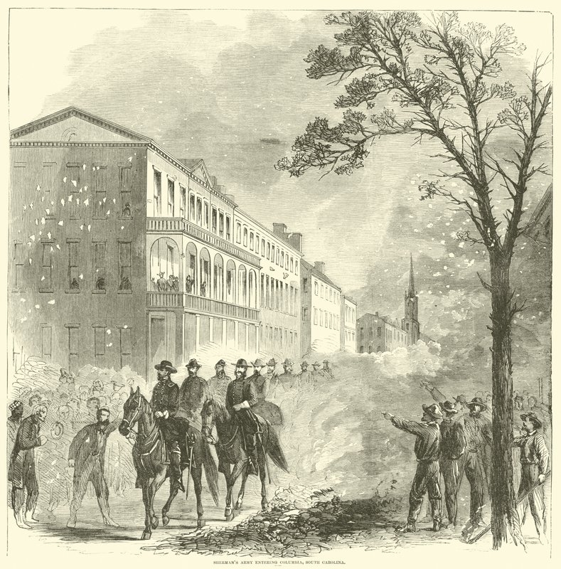 Shermans hadsereg bevonul Columbiába, Dél-Karolinába, 1865 februárjában alkotó: American School