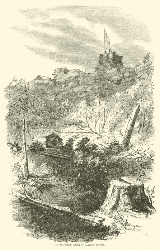 Jelzőállomás, Maryland Heights csúcsa, 1862. szeptember alkotó: American School