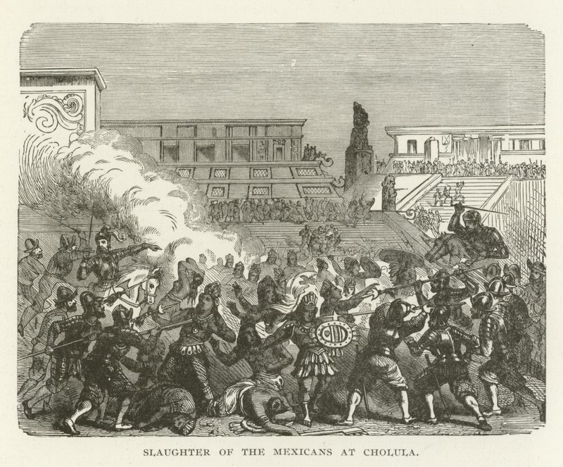 A mexikóiak lemészárlása Cholulában alkotó: American School