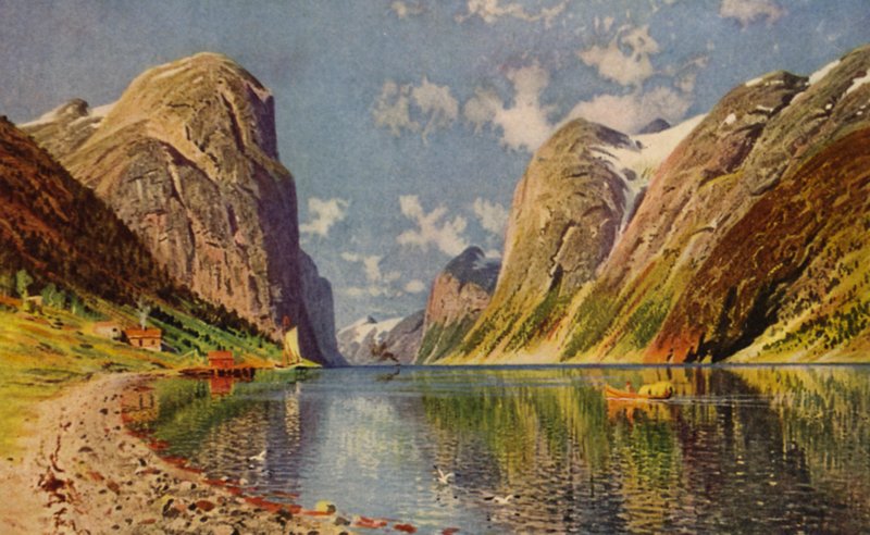 Sogne-fjord a norvég parton (színes litó) alkotó: American School