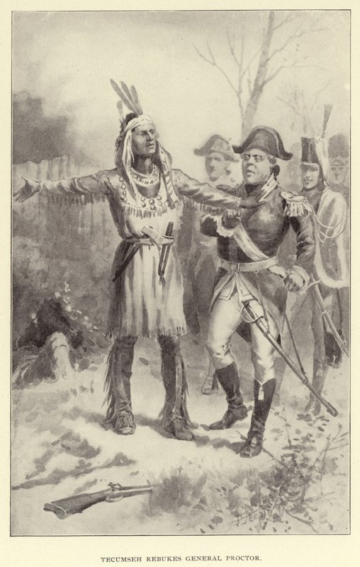 Tecumesh megdorgálja Proctor tábornokot (litho) alkotó: American School