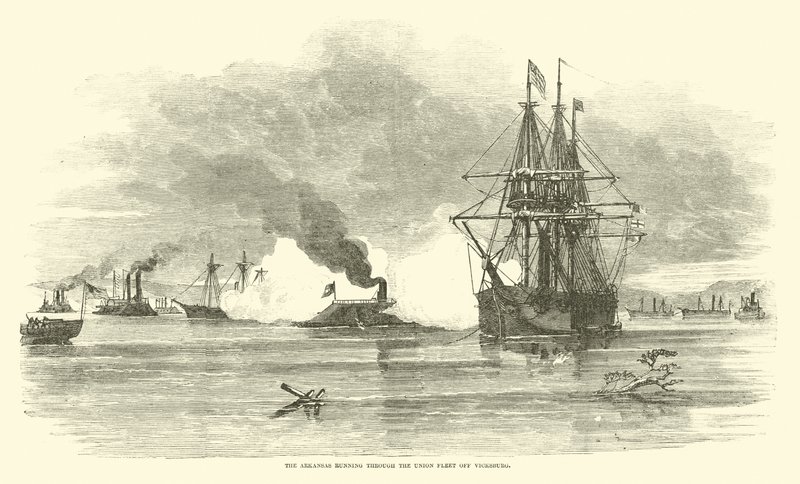Az Arkansas az Unión áthaladó flottán Vicksburg mellett, 1862. július alkotó: American School