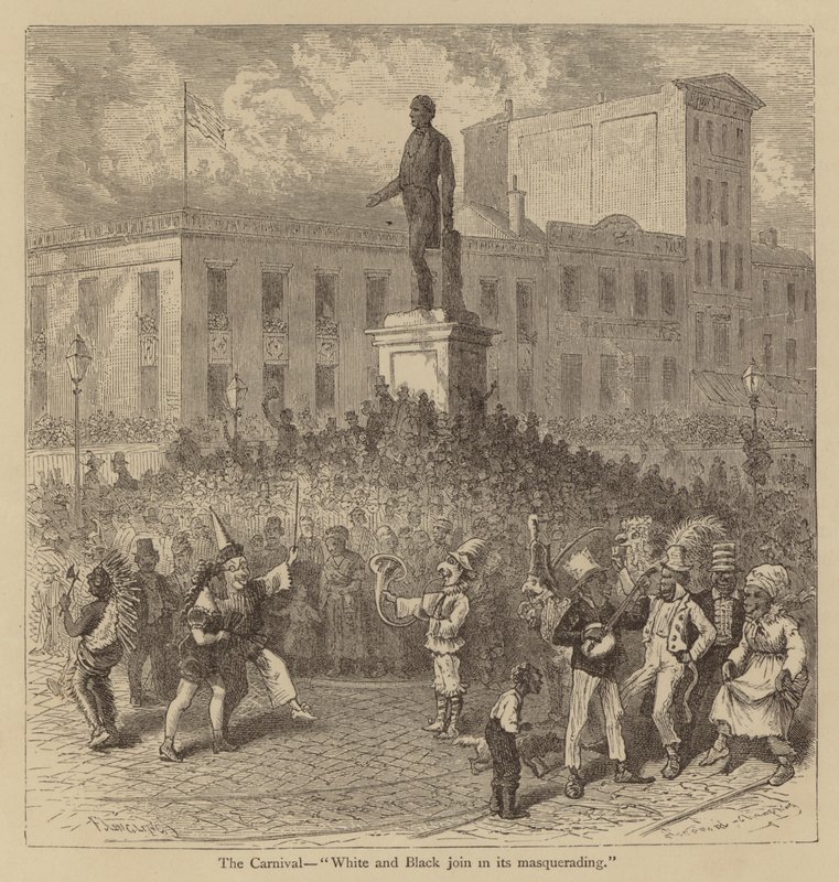 A karnevál, "Fehér és Fekete csatlakozik az álcázáshoz" (metszet) alkotó: American School