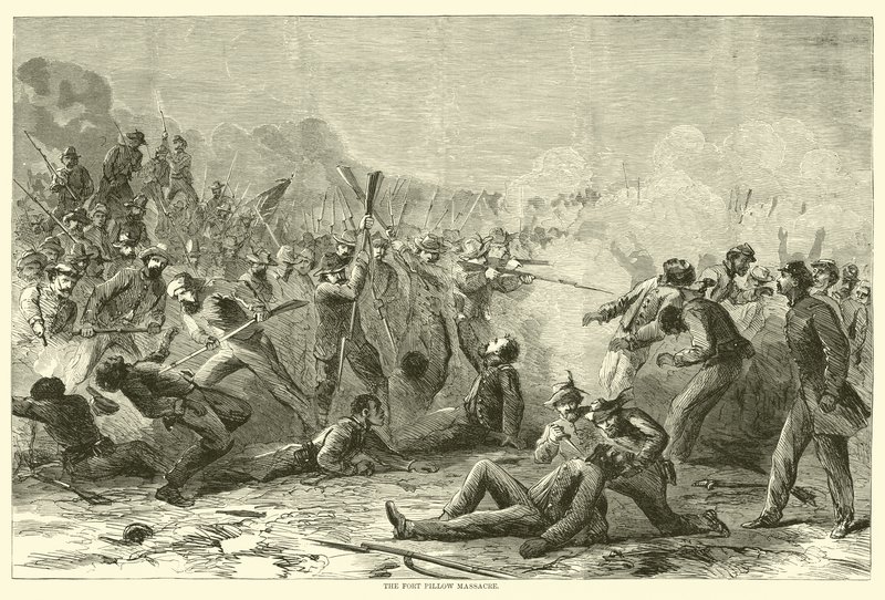 A Fort Pillow mészárlás, 1864. április alkotó: American School