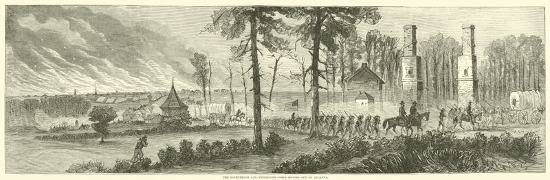 A tizennegyedik és a huszadik hadtest kiköltözik Atlantából, 1864 novemberében alkotó: American School