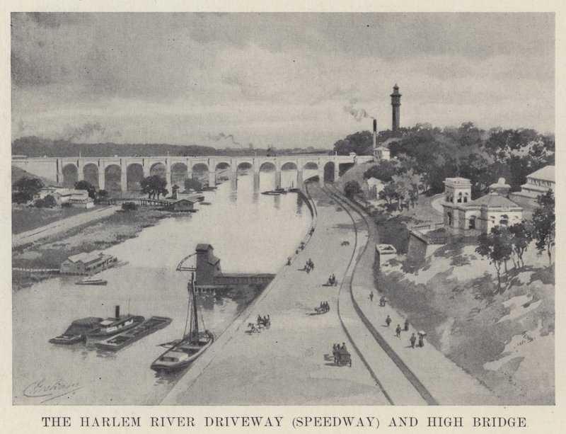 A Harlem folyó felhajtója (Speedway) és a High Bridge (f/w fotó) alkotó: American School