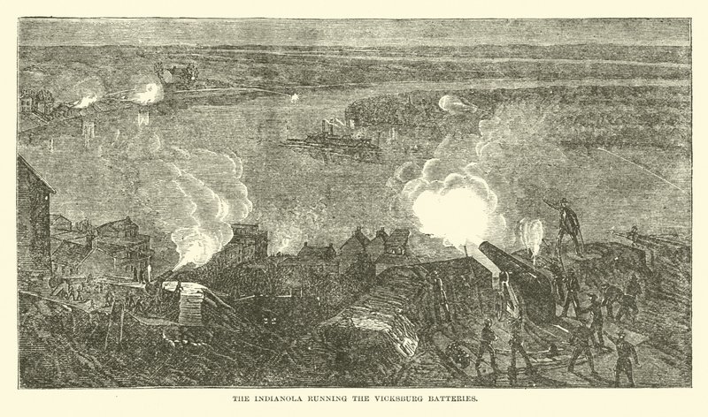 Az Indianola, amely a Vicksburg-telepeket üzemelteti, 1863. február alkotó: American School